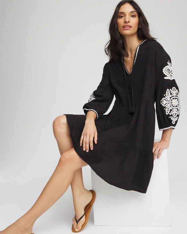 Woven Embroidered Swim Cover-Up - image 2